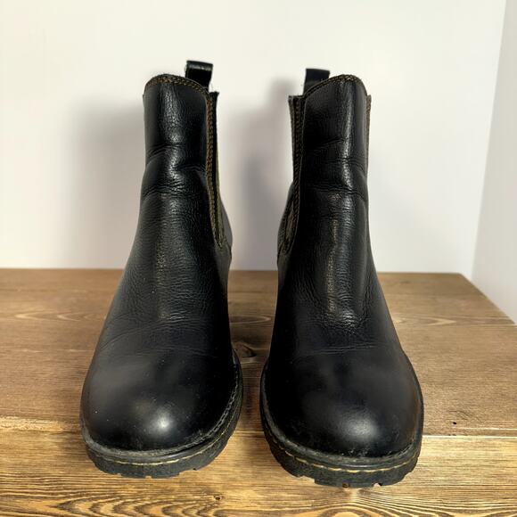 boc Chelsea Heeled Ankle Boots Womens 7 Chunky Leather Lugged Minimalist Comfy - Picture 4 of 9